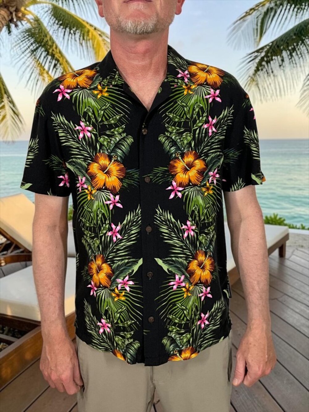 Scotch & Soda Tropical Print Shirt S Black Hawaiian Floral Multicolor